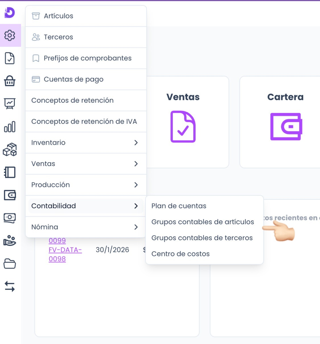 Módulo de contabilidad en Datak